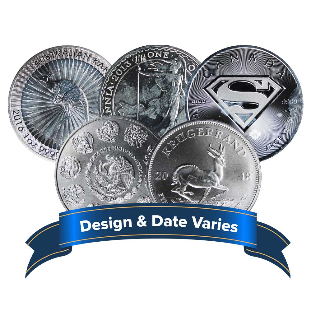 1 Troy oz Random World Silver Coin .999 Fine Scruffy