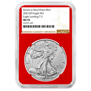2021 (W) $1 Type 2 American Silver Eagle NGC MS70 Brown Label Red Core