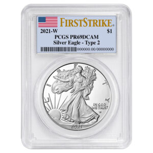 2021-W Proof $1 Type 2 American Silver Eagle PCGS PR69DCAM FS Flag Label