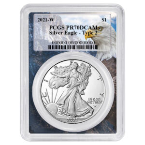 2021-W Proof $1 Type 2 American Silver Eagle PCGS PR70DCAM Eagle Frame