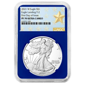 2021-W Proof $1 Type 2 American Silver Eagle NGC PF70UC FDI West Point Star Label Blue Core