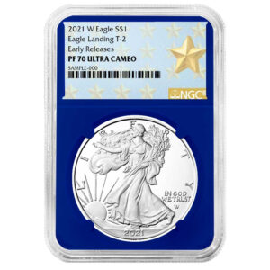 2021-W Proof $1 Type 2 American Silver Eagle NGC PF70UC ER West Point Star Label Blue Core