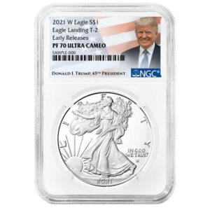 2021-W Proof $1 Type 2 American Silver Eagle NGC PF70UC ER Trump Label