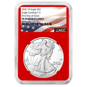 2021-W Proof $1 Type 2 American Silver Eagle NGC PF70UC FDI Flag Label Red Core