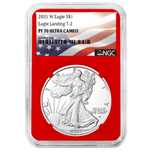 2021-W Proof $1 Type 2 American Silver Eagle NGC PF70UC Flag Label Red Core