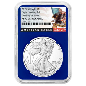 2021-W Proof $1 Type 2 American Silver Eagle NGC PF70UC FDI Black Label Blue Core