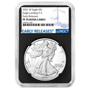 2021-W Proof $1 Type 2 American Silver Eagle NGC PF70UC ER Blue Label Retro Core
