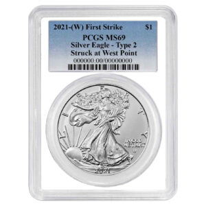 2021 (W) $1 Type 2 American Silver Eagle PCGS MS69 FS Blue Label White Frame
