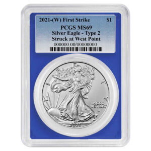 2021 (W) $1 Type 2 American Silver Eagle PCGS MS69 FS Blue Label Blue Frame