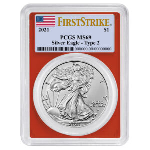 2021 $1 Type 2 American Silver Eagle PCGS MS69 FS Flag Label Red Frame