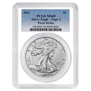 2021 $1 Type 2 American Silver Eagle PCGS MS69 FS Blue Label White Frame