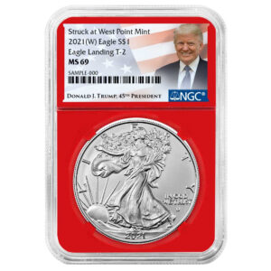 2021 (W) $1 Type 2 American Silver Eagle NGC MS69 Trump Label Red Core