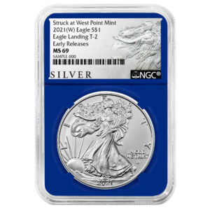 2021 (W) $1 Type 2 American Silver Eagle NGC MS69 ER ALS Label Blue Core
