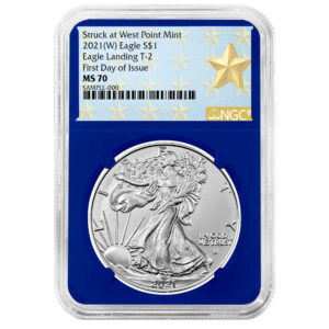2021 (W) $1 Type 2 American Silver Eagle NGC MS70 FDI West Point Star Label Blue Core