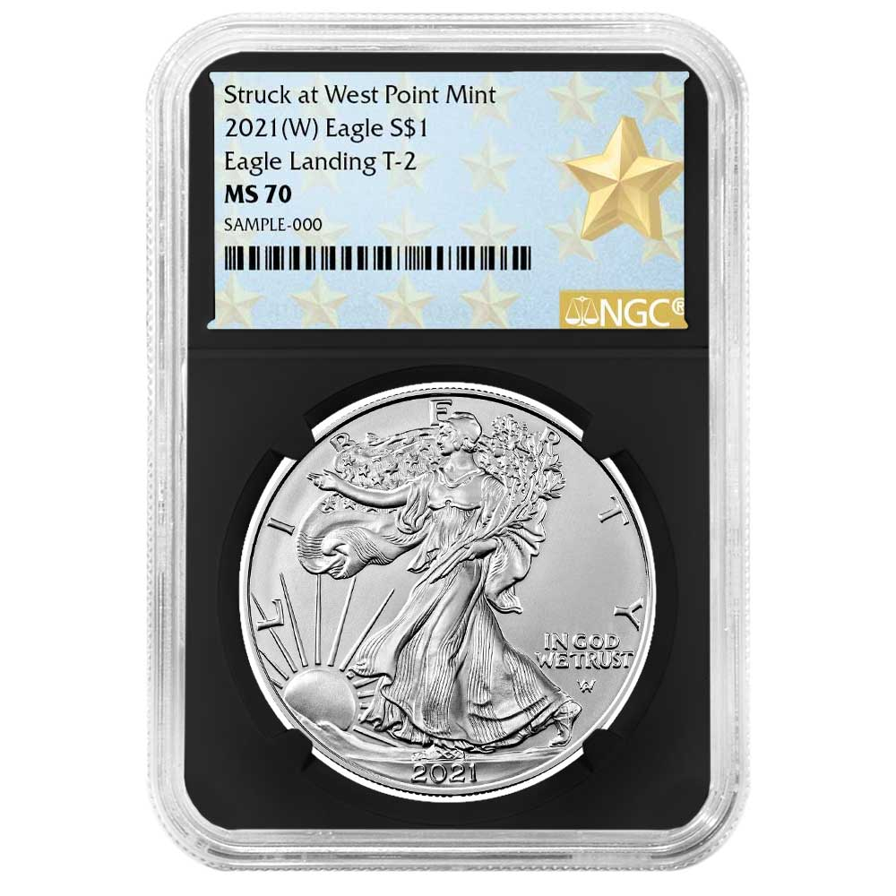 2021 (W) $1 Type 2 American Silver Eagle NGC MS70 West Point Star