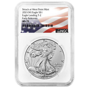 2021 (W) $1 Type 2 American Silver Eagle NGC MS70 ER Flag Label
