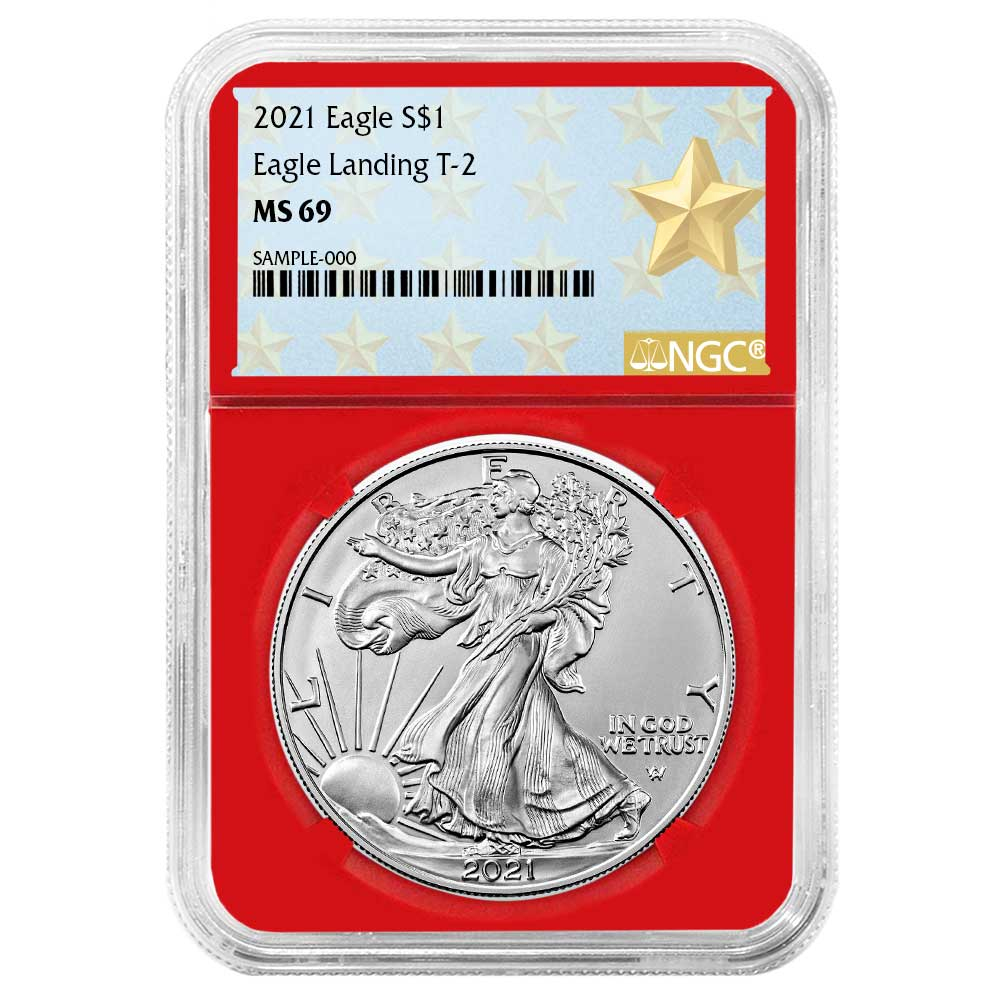 2021 $1 Type 2 American Silver Eagle NGC MS69 West Point Star Label Red Core