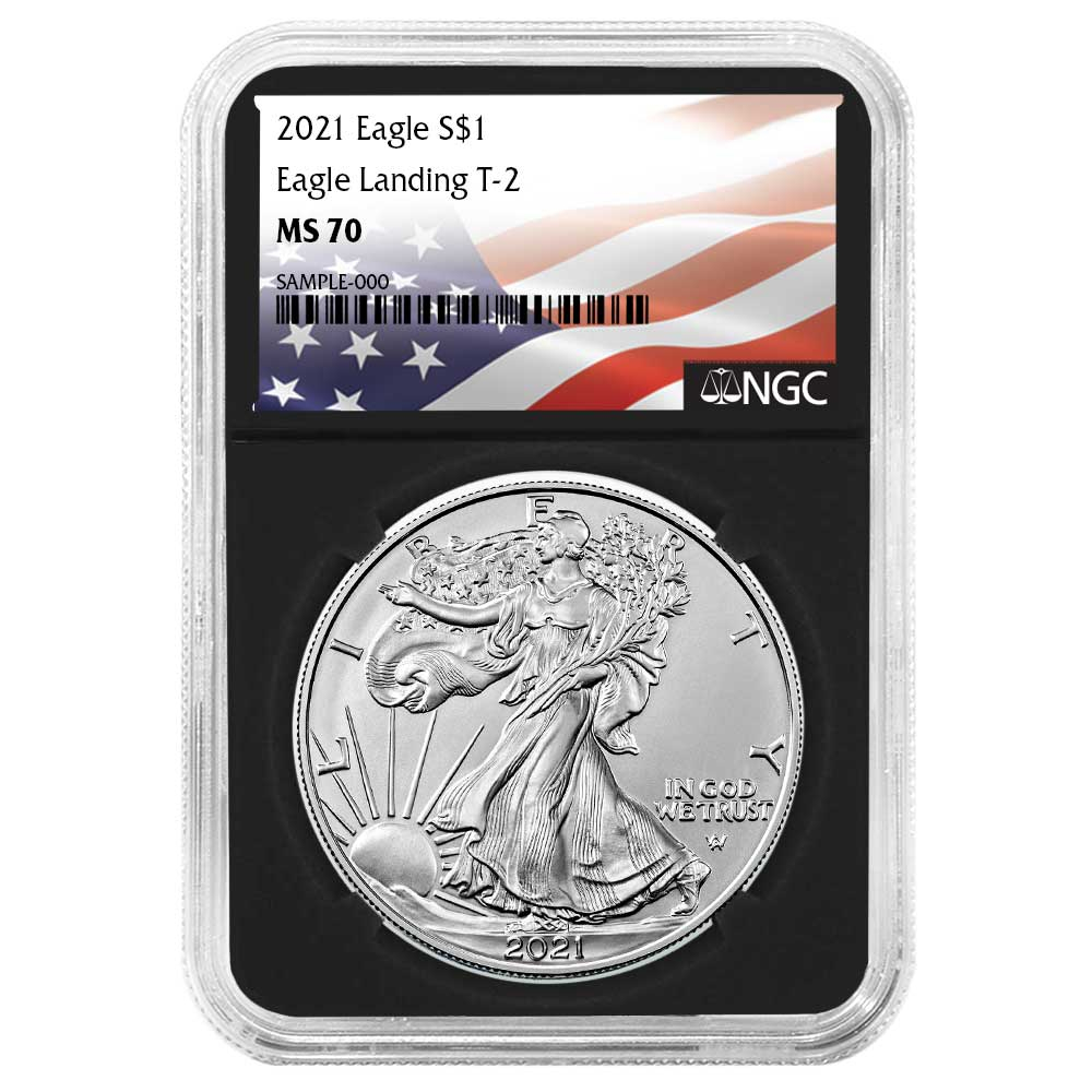 2021 $1 Type 2 American Silver Eagle NGC MS70 Flag Label Retro Core