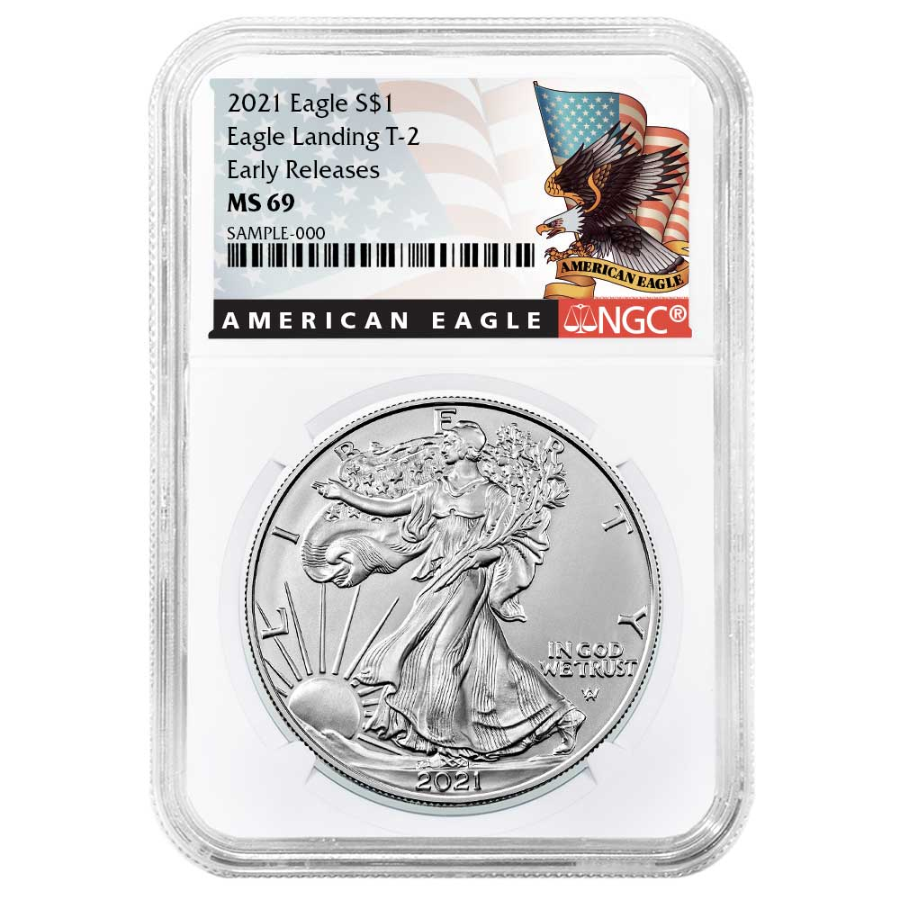 2021 $1 Type 2 American Silver Eagle NGC MS69 ER Black Label
