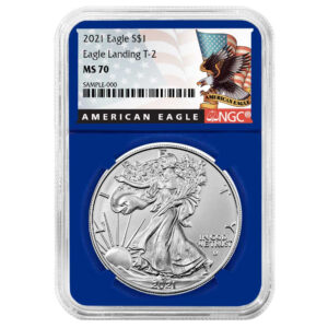 2021 $1 Type 2 American Silver Eagle NGC MS70 Black Label Blue Core