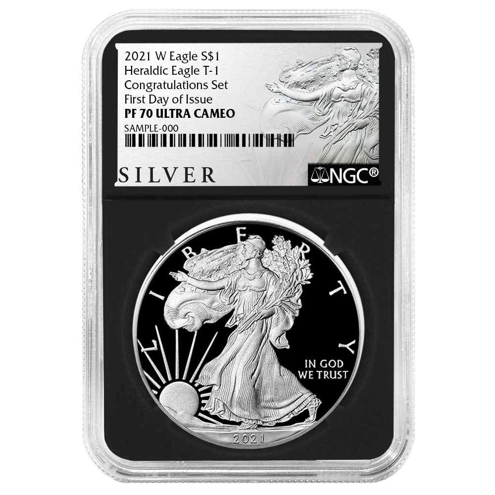 2021-W Proof $1 Type 1 American Silver Eagle Congratulations Set NGC PF70UC FDI ALS Label Retro Core