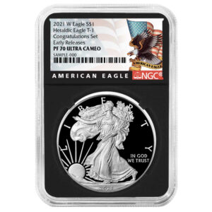 2021-W Proof $1 Type 1 American Silver Eagle Congratulations Set NGC PF70UC ER Black Label Retro Core