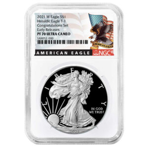2021-W Proof $1 Type 1 American Silver Eagle Congratulations Set NGC PF70UC ER Black Label