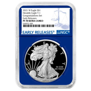 2021-W Proof $1 Type 1 American Silver Eagle Congratulations Set NGC PF70UC ER Blue Label Blue Core
