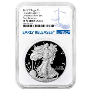 2021-W Proof $1 Type 1 American Silver Eagle Congratulations Set NGC PF70UC ER Blue Label