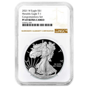 2021-W Proof $1 Type 1 American Silver Eagle Congratulations Set NGC PF69UC Brown Label