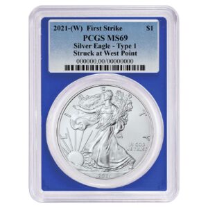 2021 (W) $1 Type 1 American Silver Eagle PCGS MS69 FS Blue Label Blue Frame