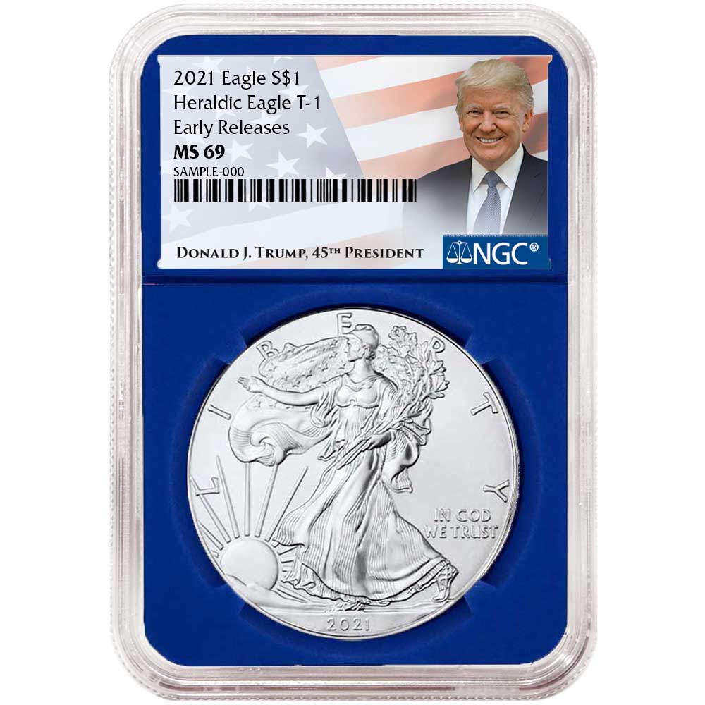 米国2021年イーグル1ドル銀貨 トランプ赤ラベル NGC MS70ER 米国2021年