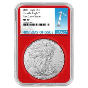 2021 $1 Type 1 American Silver Eagle NGC MS70 FDI First Label Red Core