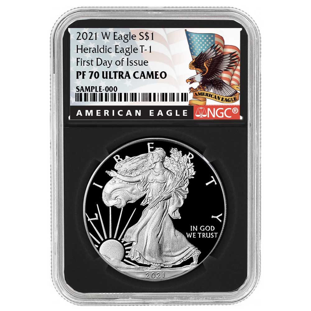 2021-W Proof $1 Type 1 American Silver Eagle NGC PF70UC FDI Black