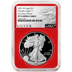 2021-W Proof $1 Type 1 American Silver Eagle NGC PF70UC FDI ALS Label Red Core