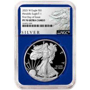 2021-W Proof $1 Type 1 American Silver Eagle NGC PF70UC FDI ALS Label Blue Core