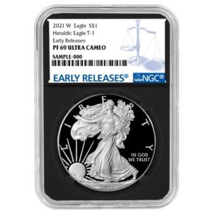2021-W Proof $1 Type 1 American Silver Eagle NGC PF69UC ER Blue Label Retro Core