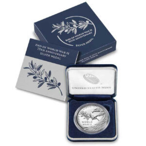 2020-W Proof End of World War II Silver Medal Box, OGP & COA
