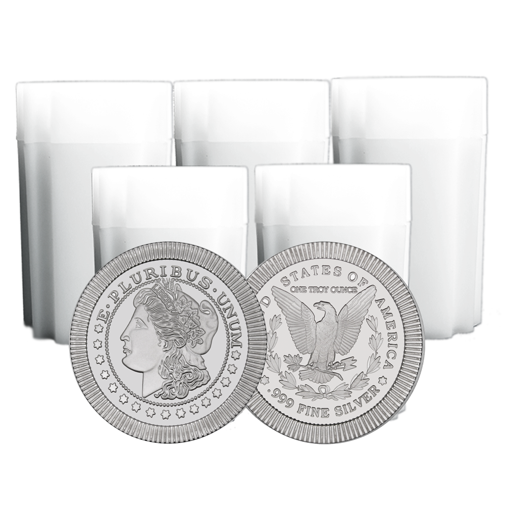Silver Rounds Collection Book Lot of 100 - 1 Troy oz Morgan Stackable .999 Fine Silver Rounds 5 Full ...