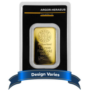 1 Troy oz Argor Heraeus Gold Bar .9999 Fine in Assay