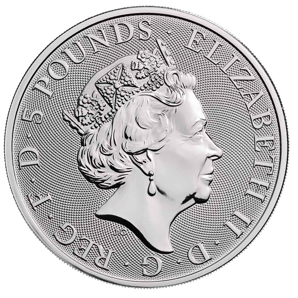 2020 U.K. 5 Pound 2 oz Silver Queens Beast White Horse of Hanover