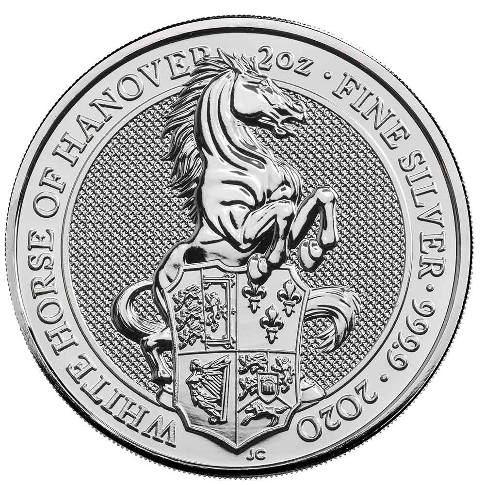 2020 U.K. 5 Pound 2 oz Silver Queens Beast White Horse of Hanover