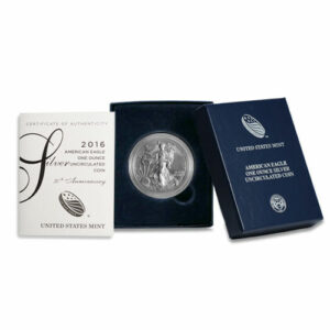 2016-W Burnished $1 American Silver Eagle Box, OGP & COA