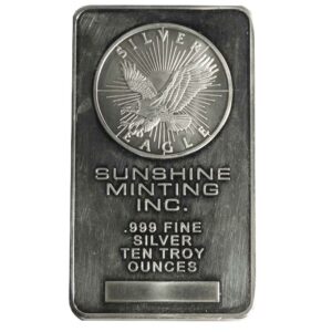 10 Troy oz Sunshine Mint .999 Fine Silver Bar Secondary Market