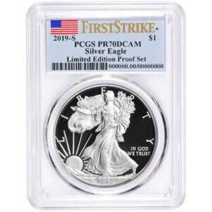 2019-S Limited Edition Proof Set $1 American Silver Eagle PCGS PR70DCAM FS Flag label