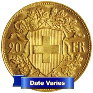 Swiss Gold 20 Francs Helvetia .1867 ozt Random Year