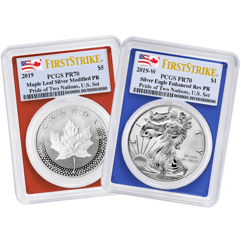 2019 Pride of Two Nations 2pc Set U.S. Set PCGS PR70 FS Dual Flag