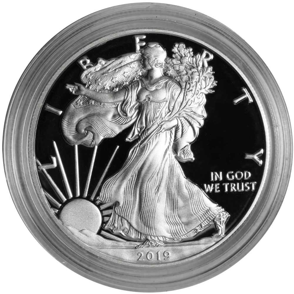 2019-S Proof $1 American Silver Eagle Box, OGP & COA