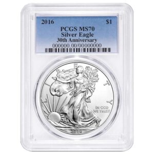 2016 $1 American Silver Eagle PCGS MS70 Blue Label