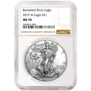 2019-W Burnished $1 American Silver Eagle NGC MS70 Brown Label